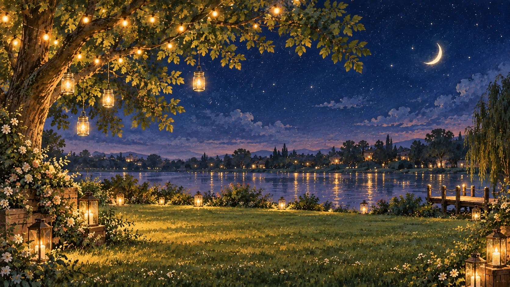 Starry twilight garden banquet