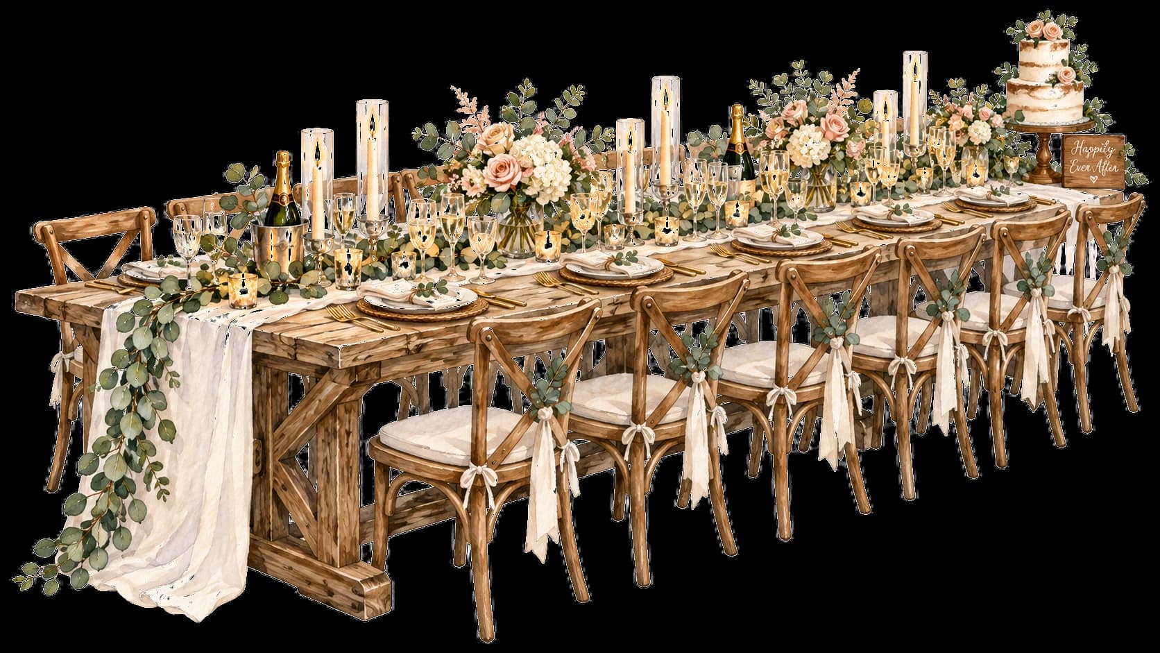 Romantic candlelit wedding banquet table