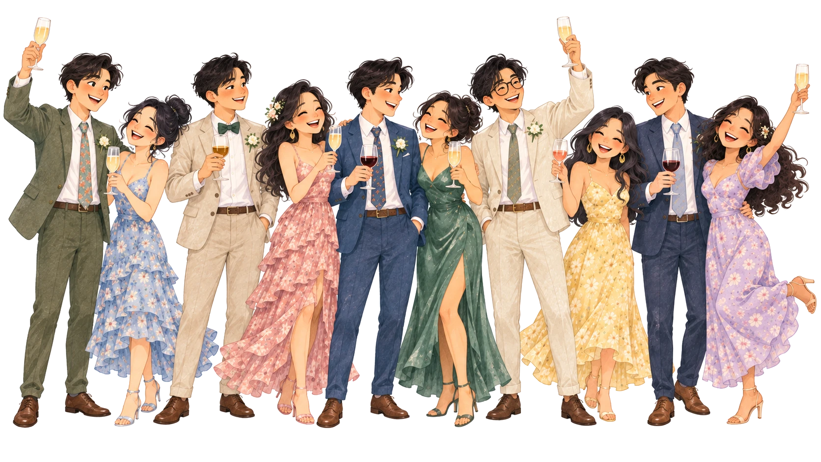 Cheering wedding guests